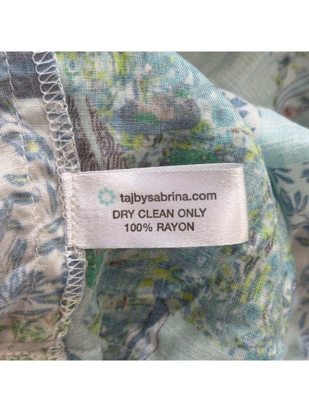 Taj By Sabrina Crippa Womens Size L Tiered Dress Sleeveless Blue Green Patchwork - Picture 7 of 7